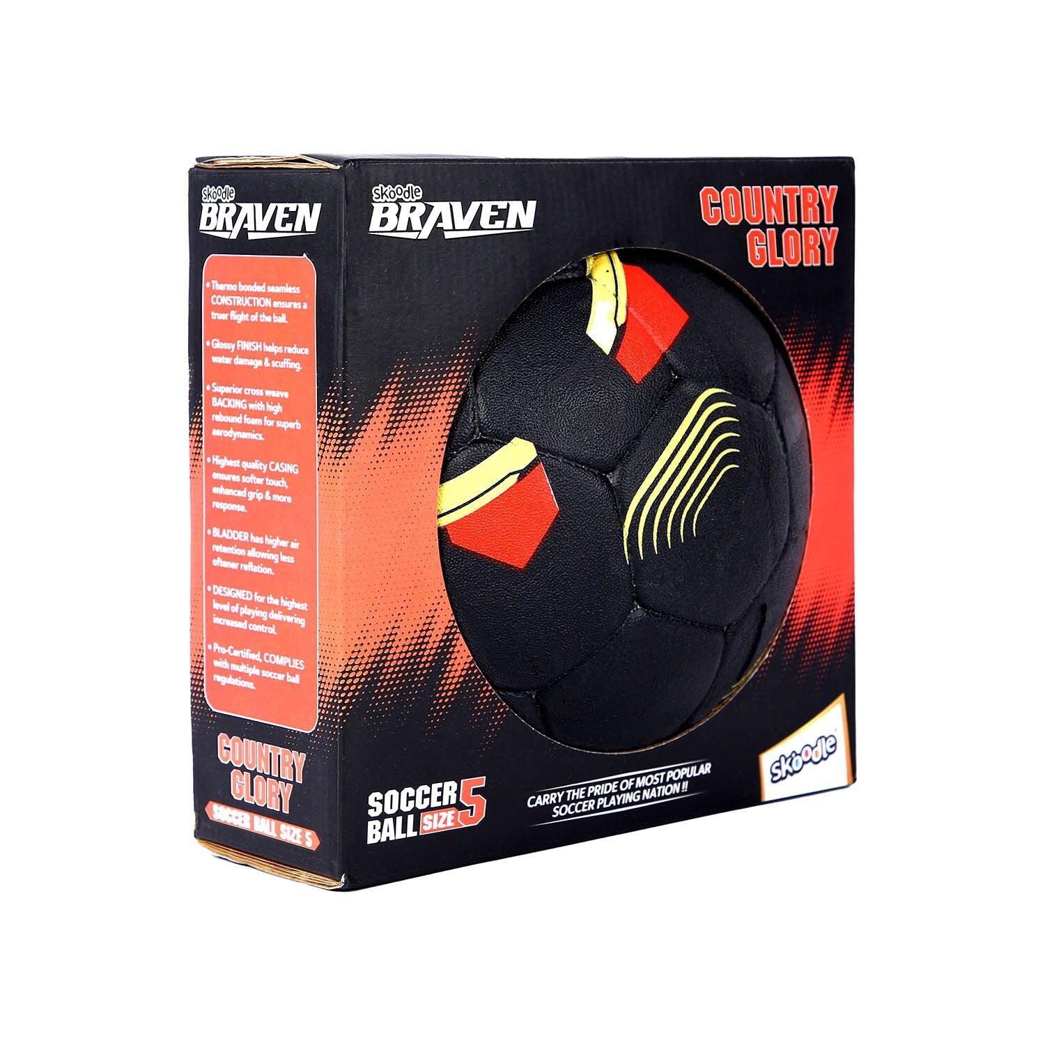 Skoodle BRAVEN Country Glory Soccer Ball – Size-5 (France / Germany / Argentina / Brazil)