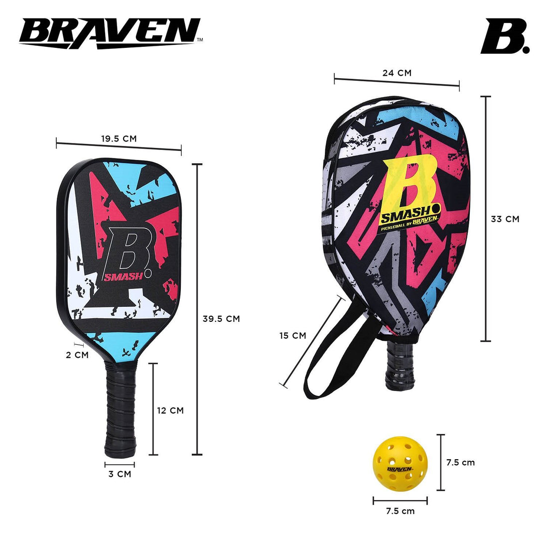 Skoodle Braven One Fibre Pickle Bat with 2 Balls