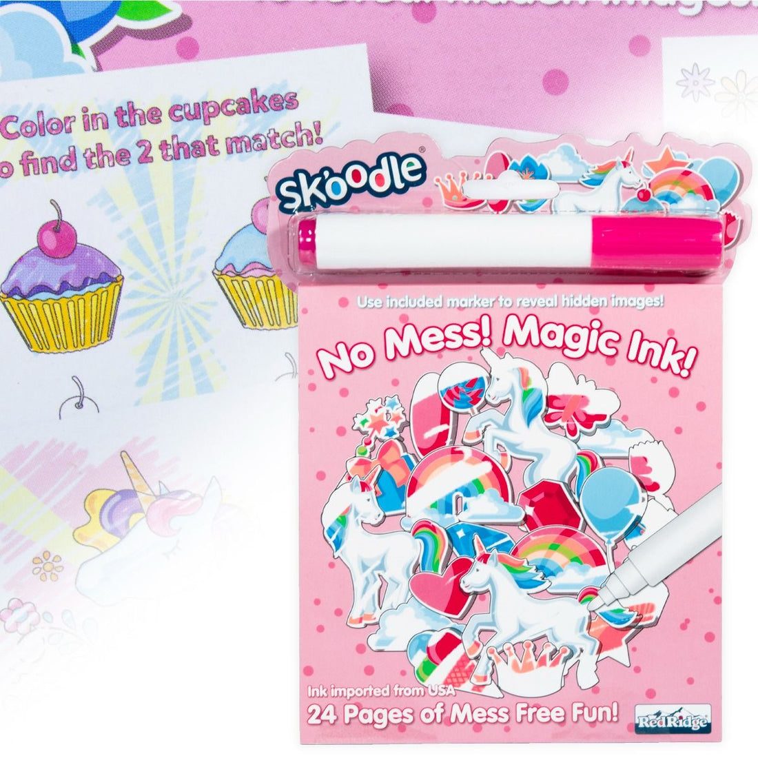 Skoodle Magic Ink Colouring Book, 24 Pages, Includes Magic Ink Marker