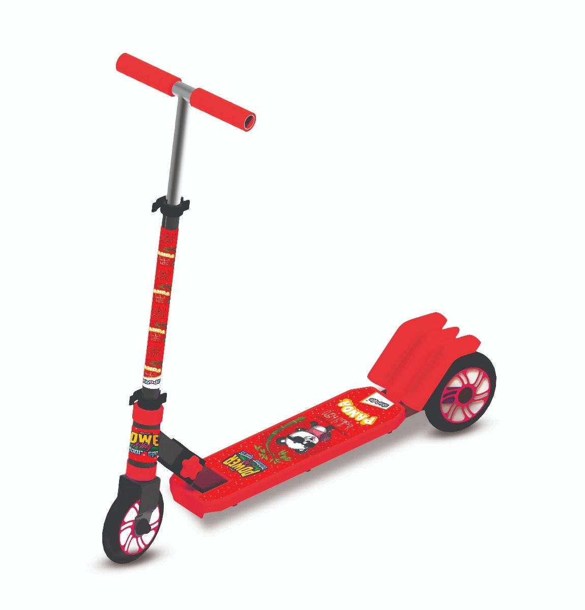 Skoodle Power Play Jungle Friends - Baby Hero Panda 3 Wheel Kick Scooter (Red)