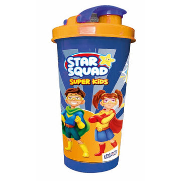 Skoodle Star Squad - Super Kids Tumbler Sipper Cup, Cute Water Bottle With Lid, Food Grade Plastic, Leak Proof, Bpa Free, 300 Ml With Surprise Gift Inside.