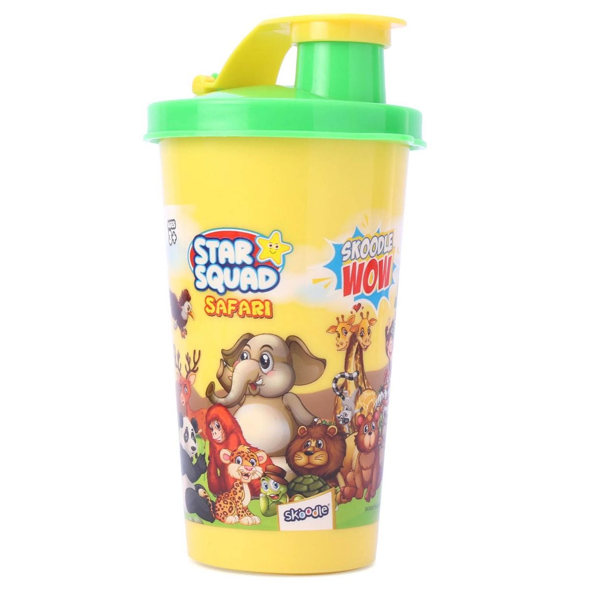 Skoodle Star Squad - Safari Tumbler Sipper Cup, Cute Water Bottle With Lid, Food Grade Plastic, Leak Proof, Bpa Free, 300 Ml With Surprise Gift Inside.