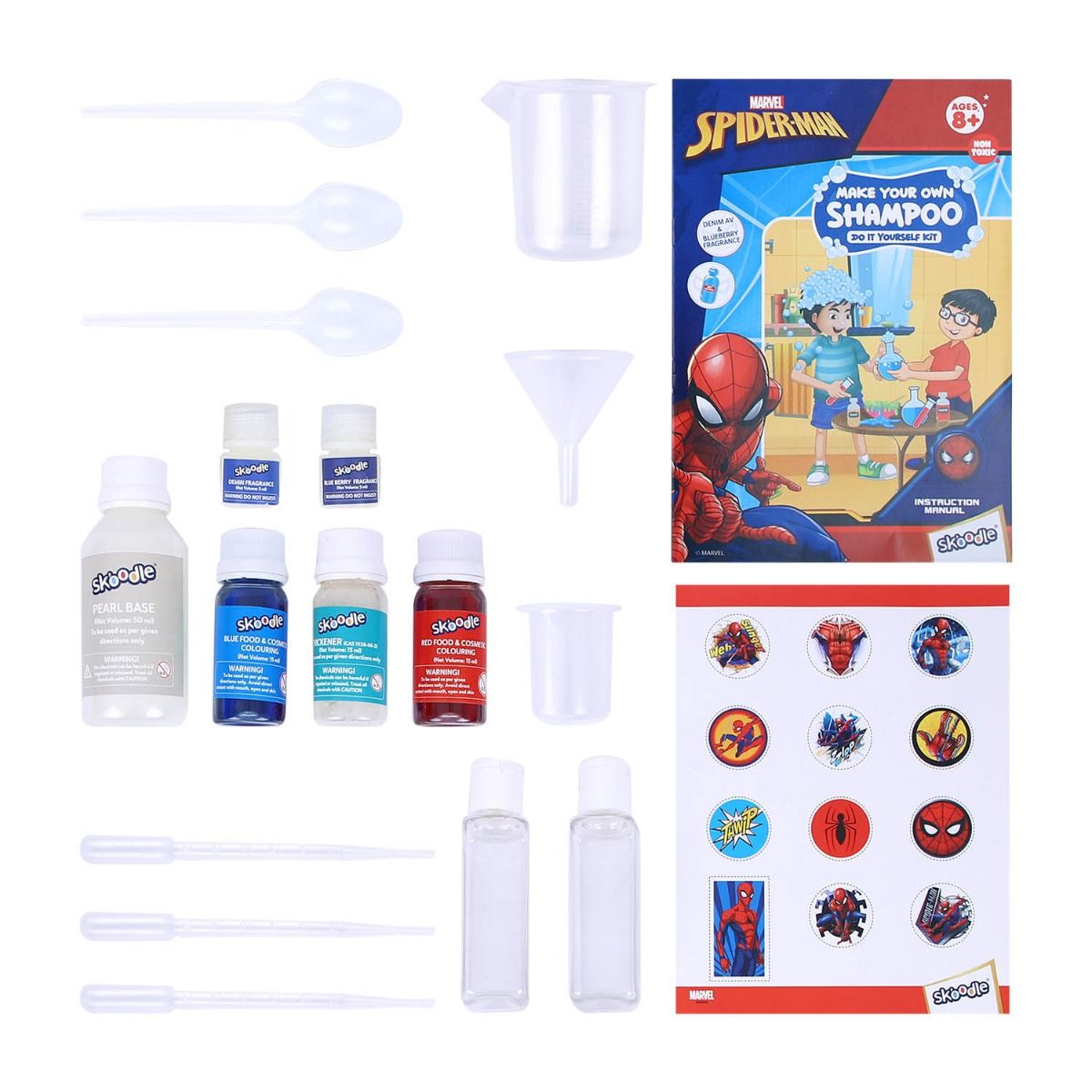Skoodle Spiderman - Make Your Own Fresh Shampoo, Educational Diy Activity Toy Kit For Ages 8+, Creative Learning Games For Growing Children