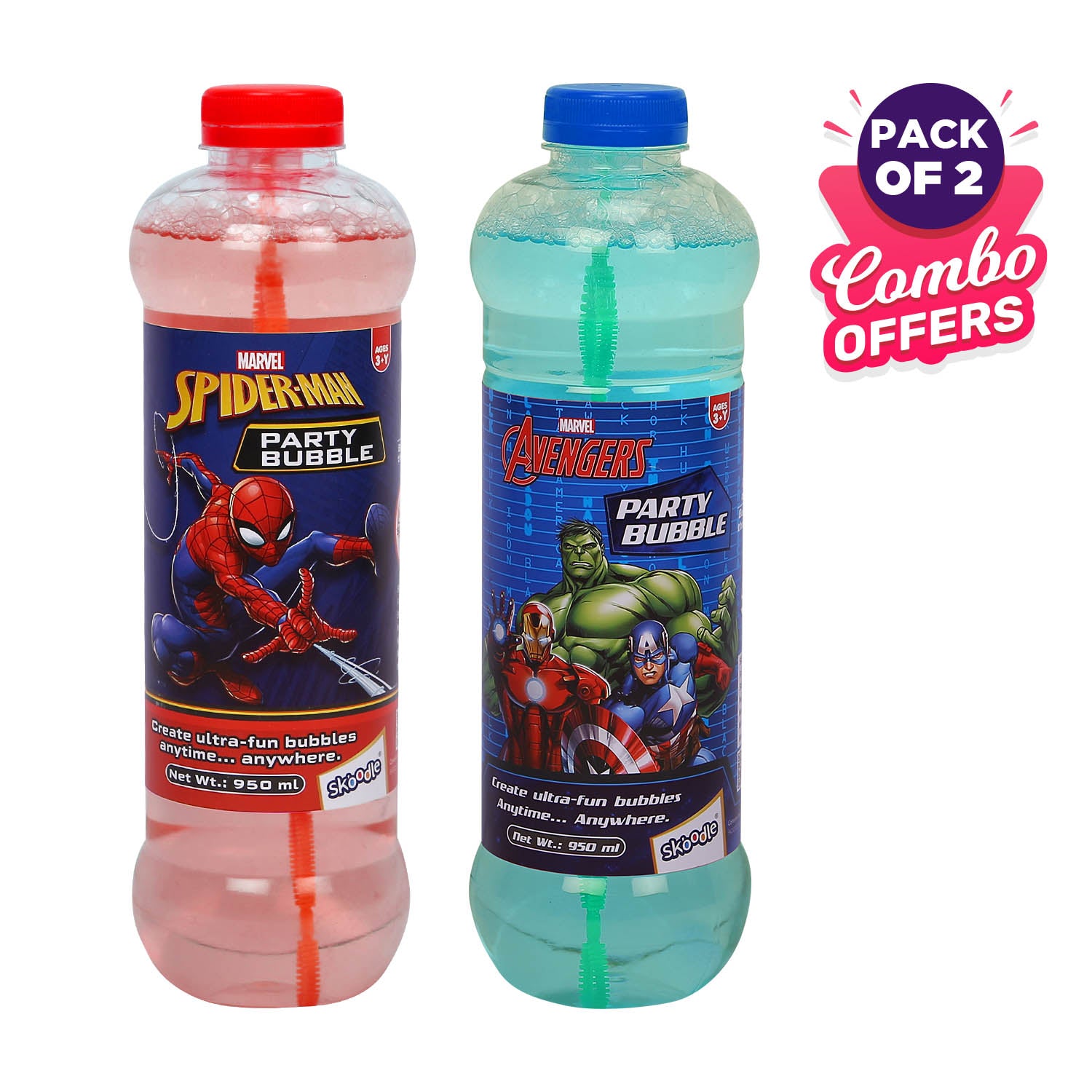 Marvel Avengers & Spiderman Party 950ml Bubble Solution (Pack of 2)