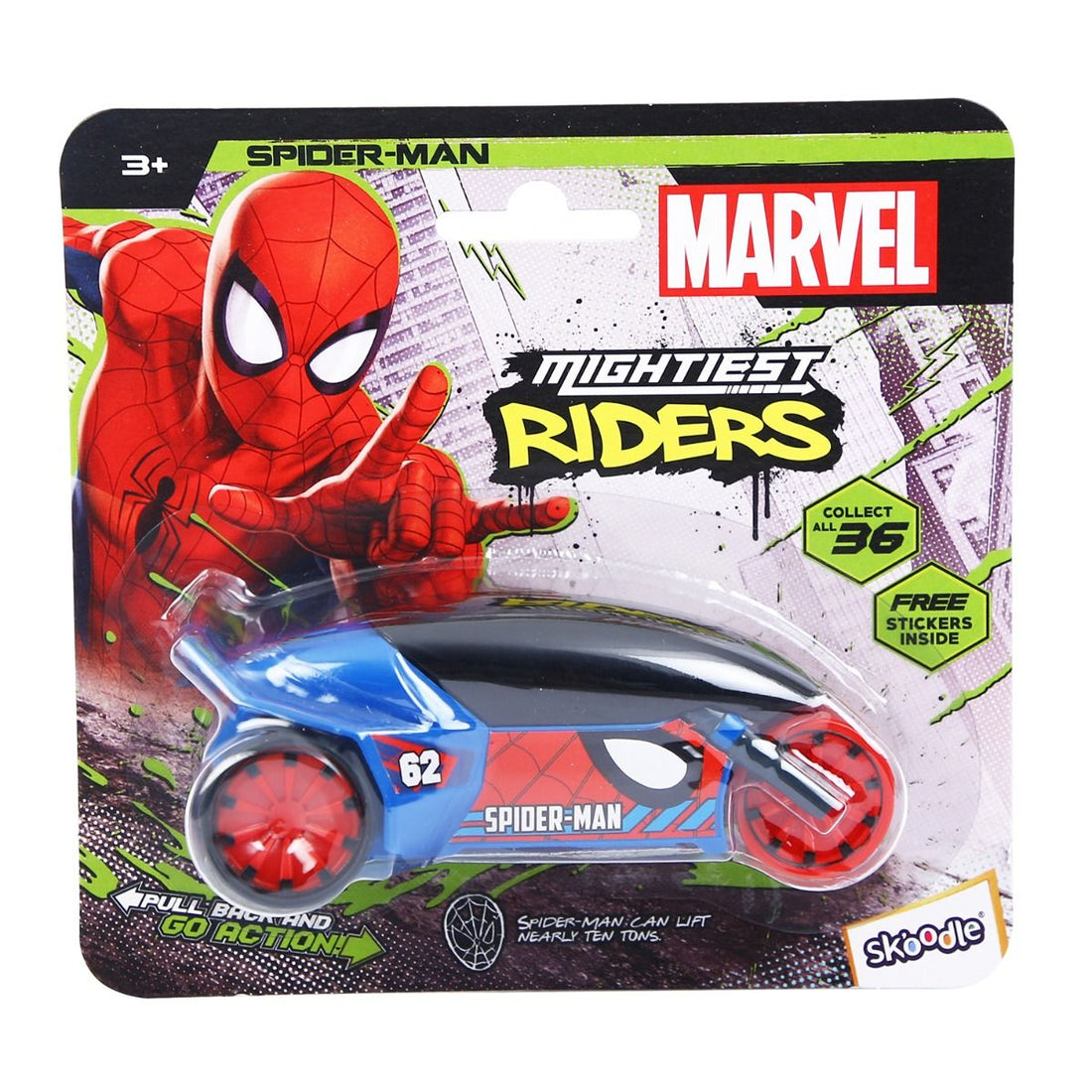 Skoodle Marvel Pull-Back Rider Bike - Spider-Man (Sm)