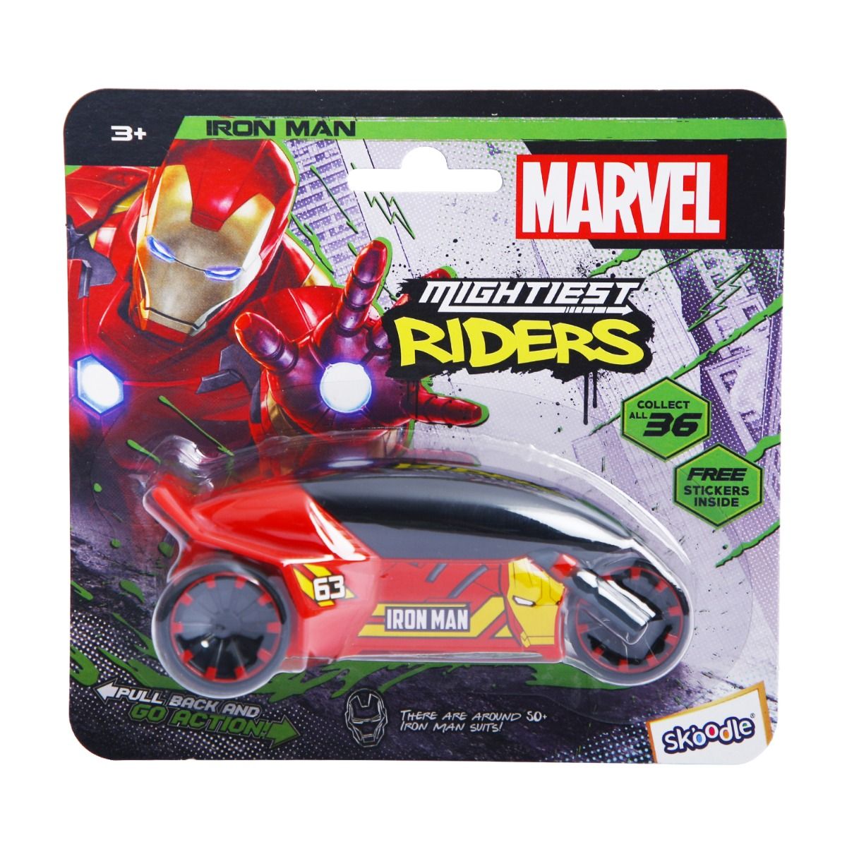 Skoodle Marvel Pull-Back Rider Bike - Iron Man (Im)