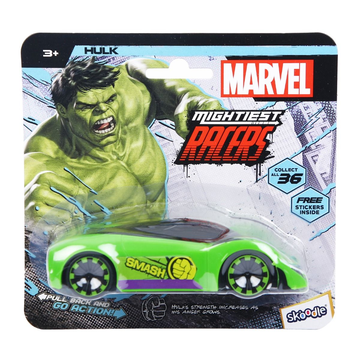 Skoodle Marvel Pull-Back Hyper Car - Hulk (Hk)