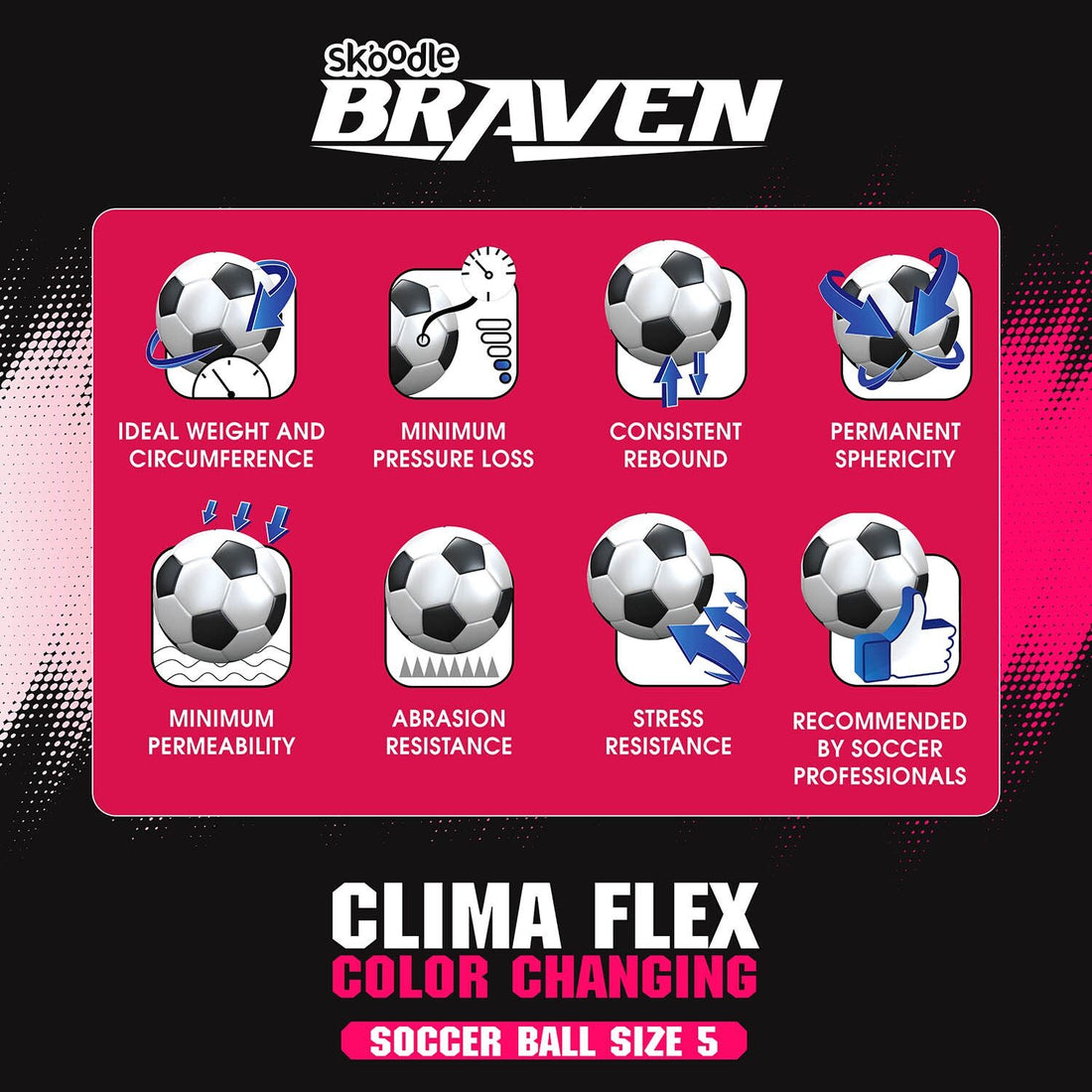 Skoodle BRAVEN Color Changing Football Size 5 (Climafex)