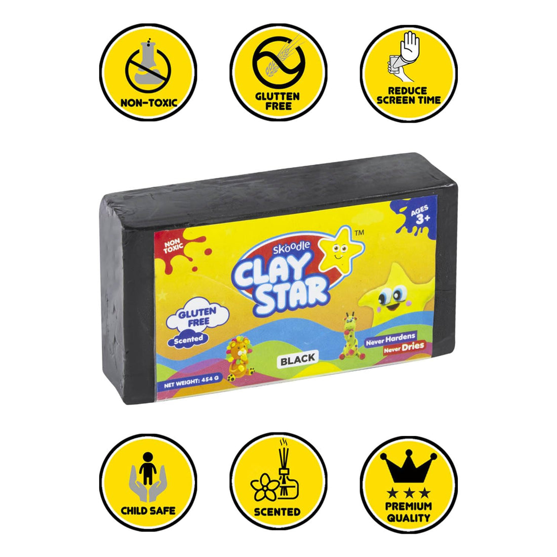 Skoodle Clay Star – 454 gm (Black)