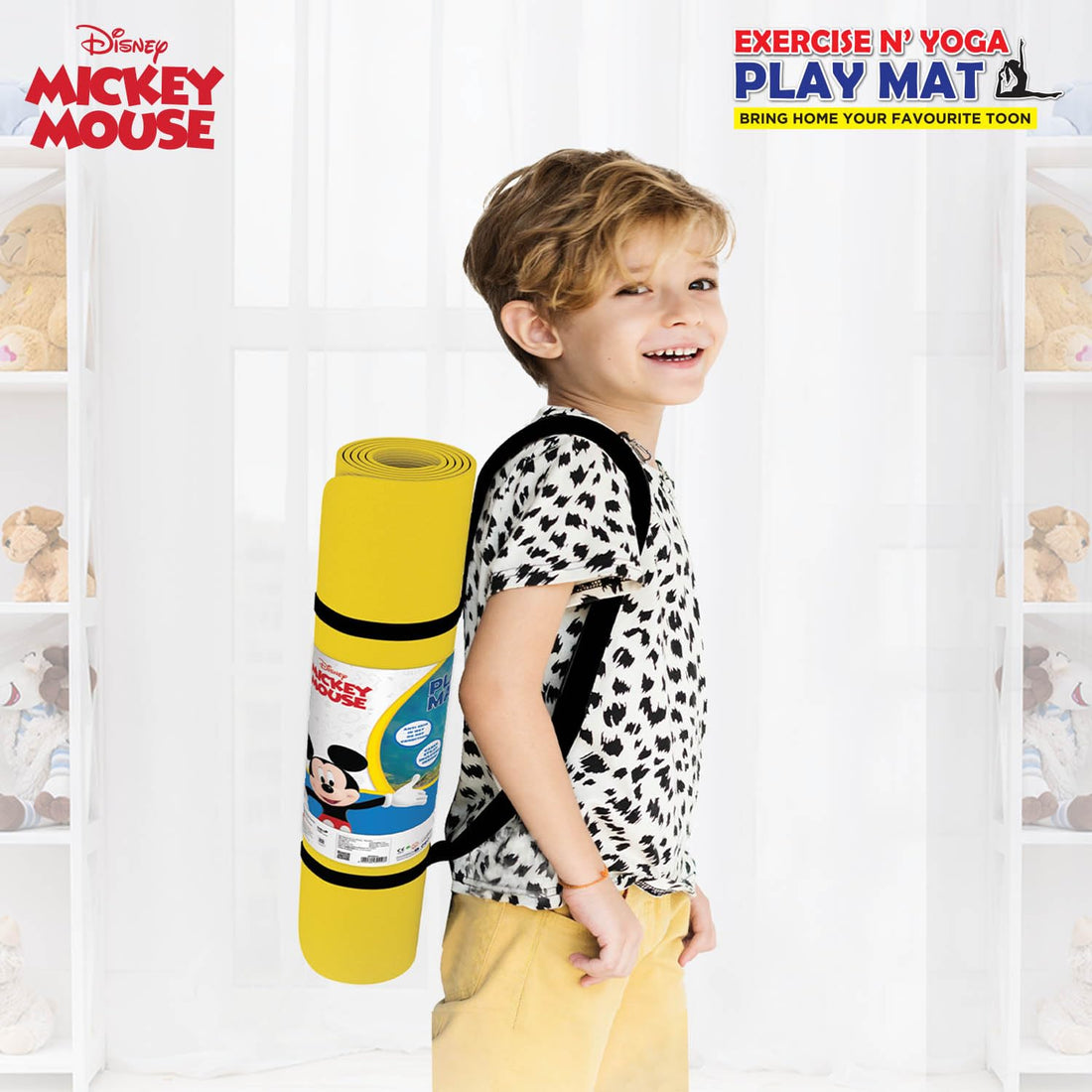 Disney Mickey Kids Yoga & Exercise Mat (22" x 58" x 0.4 cm) – In 2 Assorted Colours