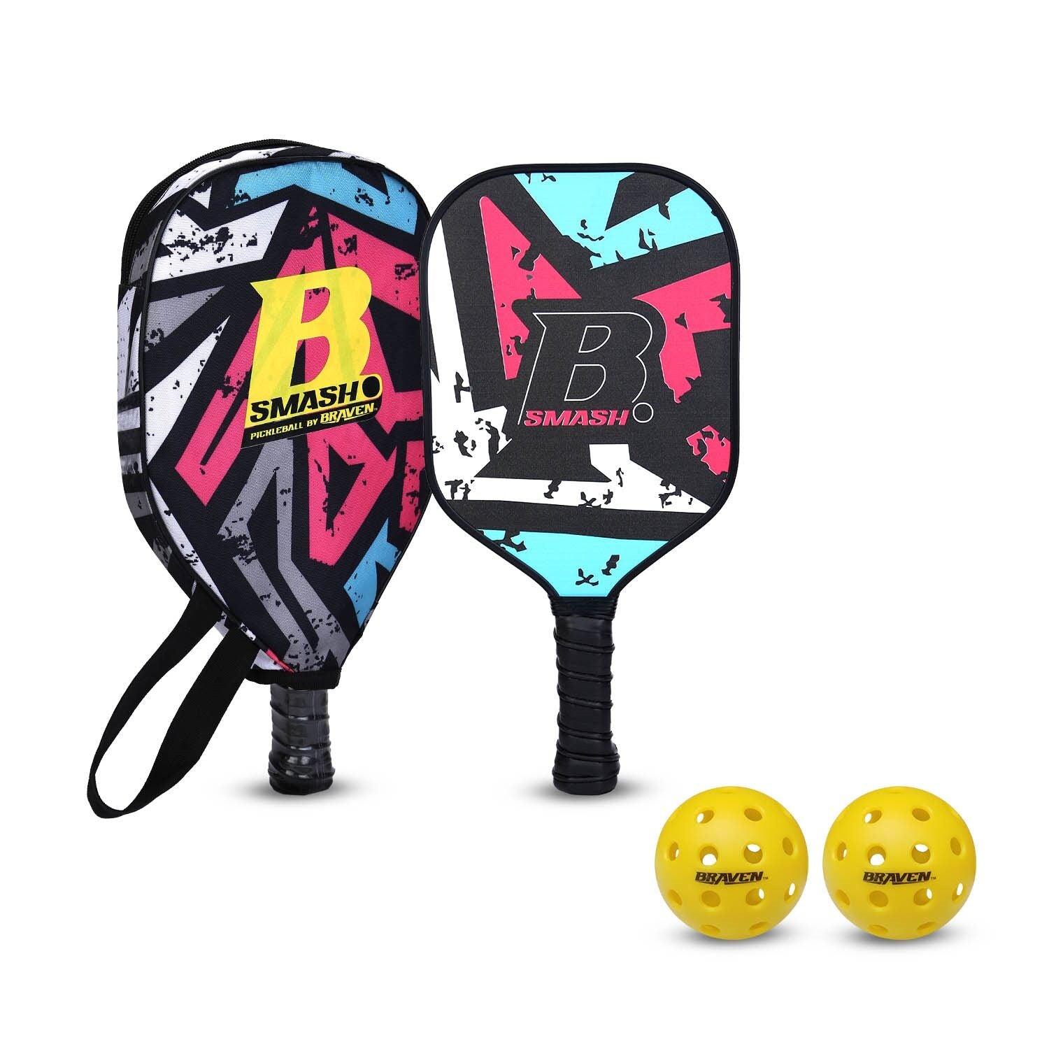 Skoodle Braven One Fibre Pickle Bat with 2 Balls