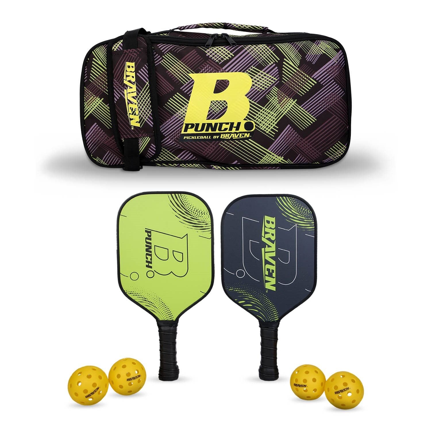 Skoodle Braven Pickel Bat Fibre Glass 16mm – 2 Bats with 4 Balls