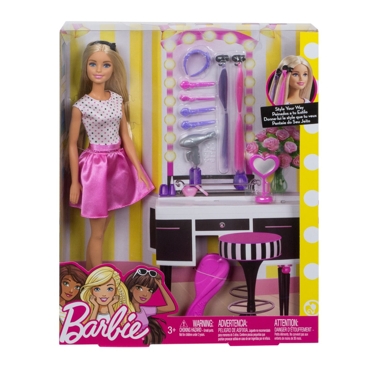 Barbie Doll With Hair Accessories Playset Dolls & Accessories for Kids age 3Y+ - Skoodle