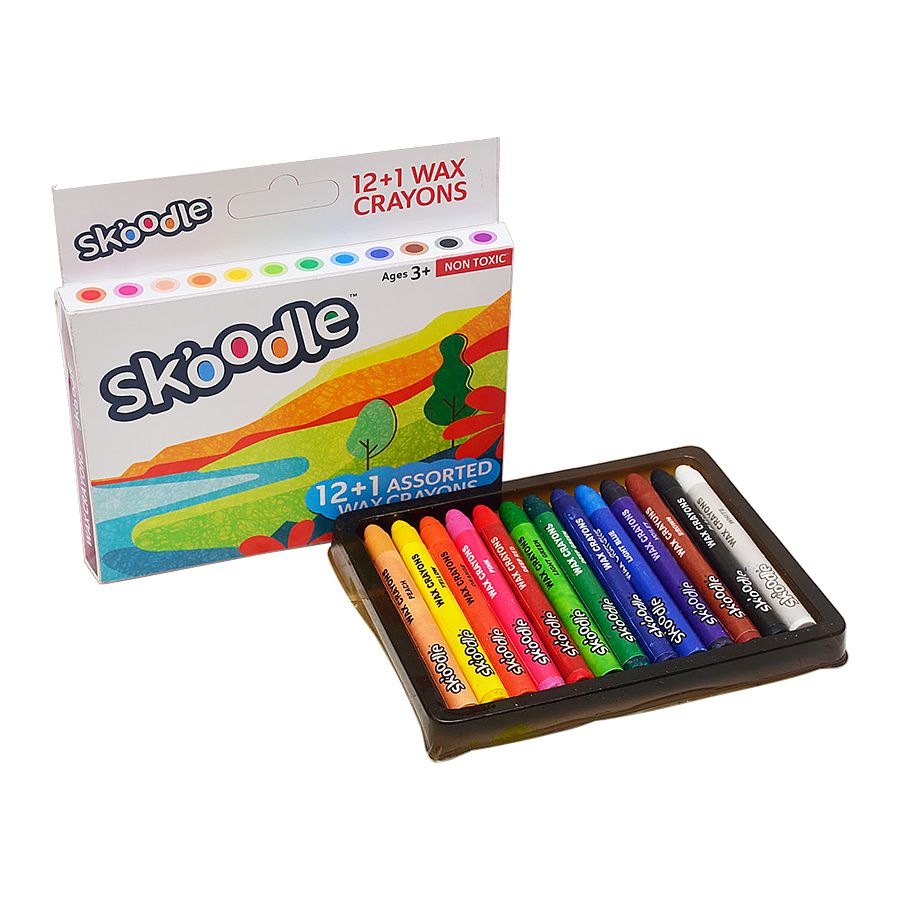 Skoodle Wax Crayons - Assorted, 12+1 Shades