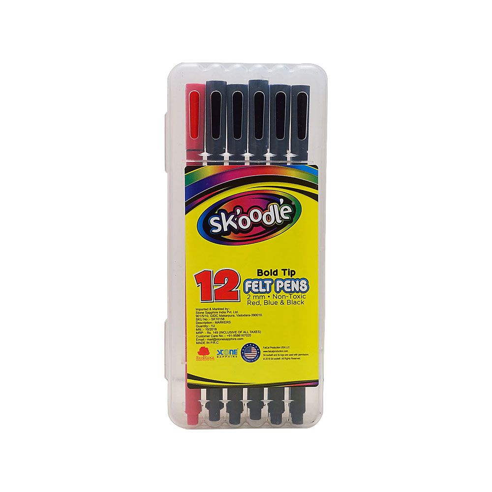 Skoodle Bold Felt Pen - Assorted, 12 Pens