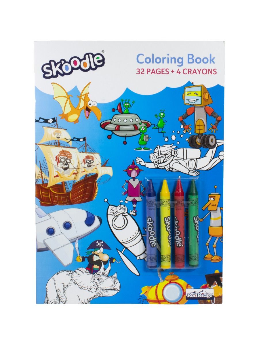 Skoodle Colouring Book 32 Pages + 4 Jumbo Crayons A