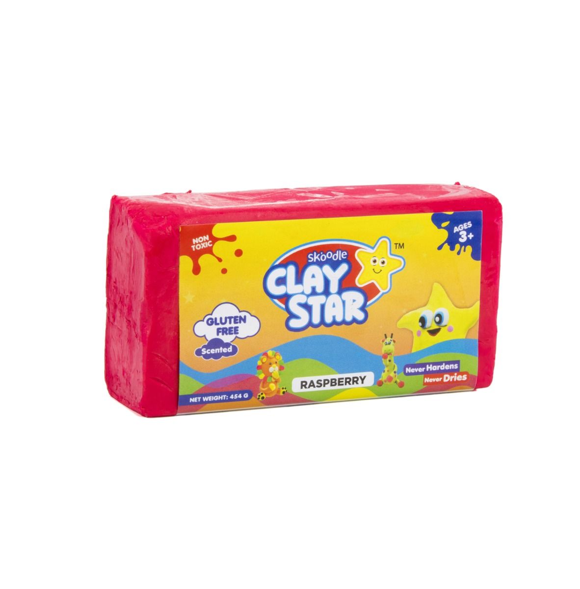 Skoodle Clay Star Colour Clay Bar For Kids 454gm Raspberry