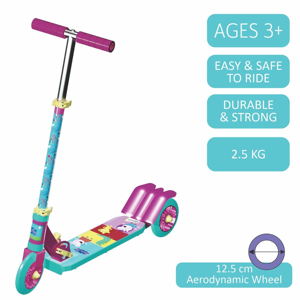 Skoodle Peppa Pig 3 Ws Kick Scooter Pink Green
