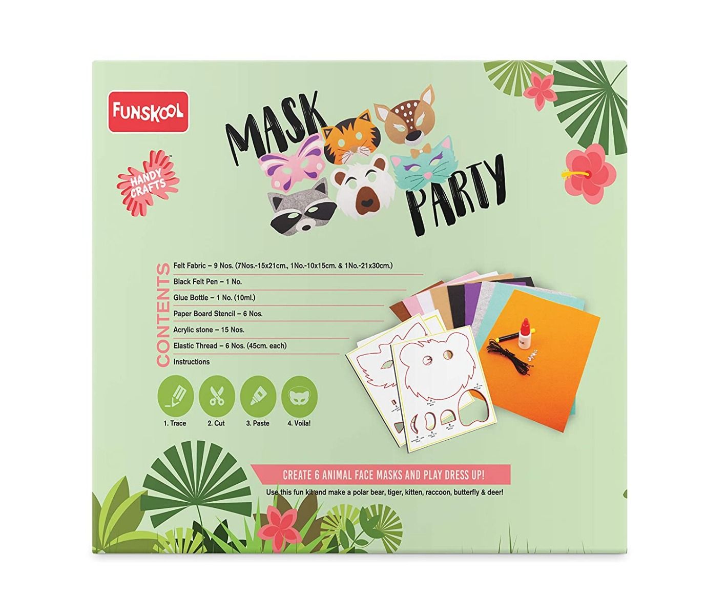 Funskool Handycrafts Mask Party, DIY Animal Face Masks for Boys and Girls (5 Years Above)