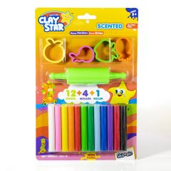 Skoodle Clay Star Scented Clay Pack, 200 gms with 4 moulds and 1 Roller – Multicolour - Gluten Free  
