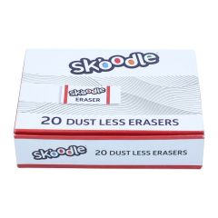 Skoodle Dustless White Eraser Display Pack Of 20 Pcs