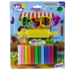 Skoodle Clay Star Scented Clay Pack, 150 gms With 4 Moulds & 1 roller - Vegetables